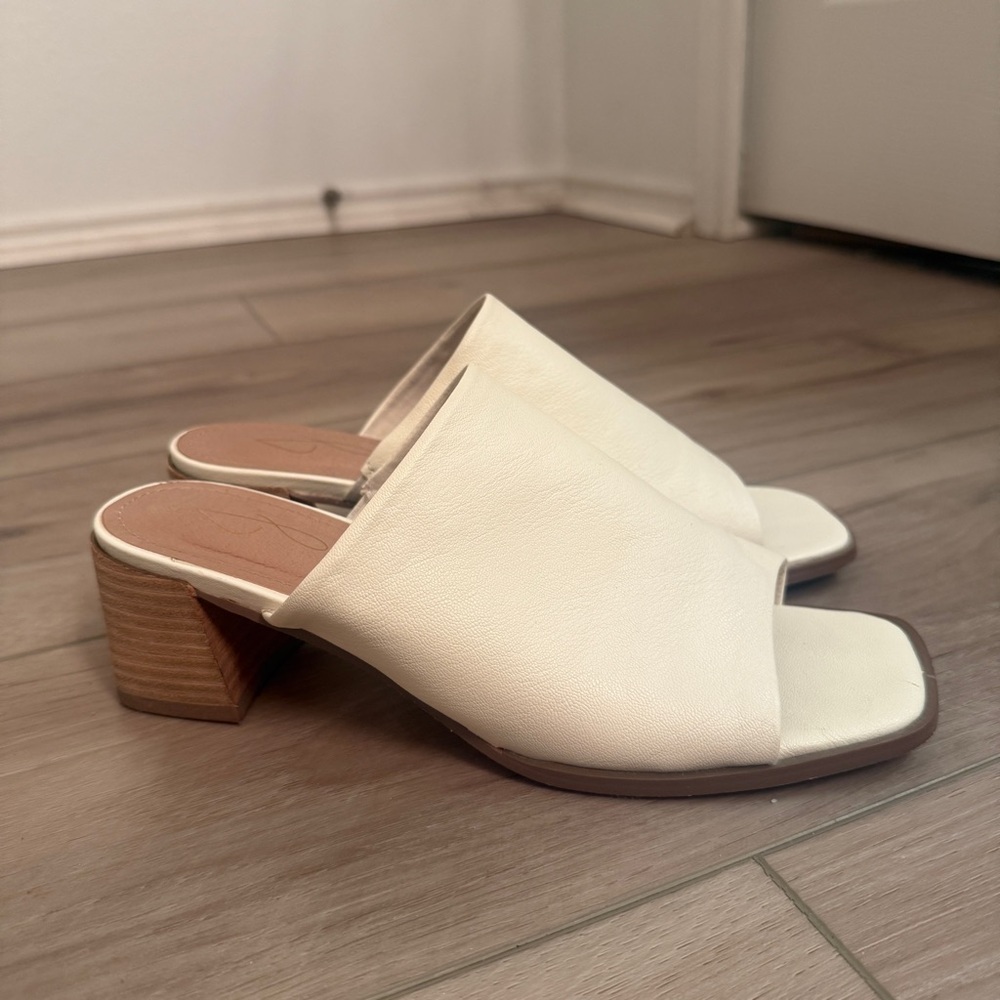🦋 Joie| Cream Block Heel Mule Sandals Size 7.5 EUC